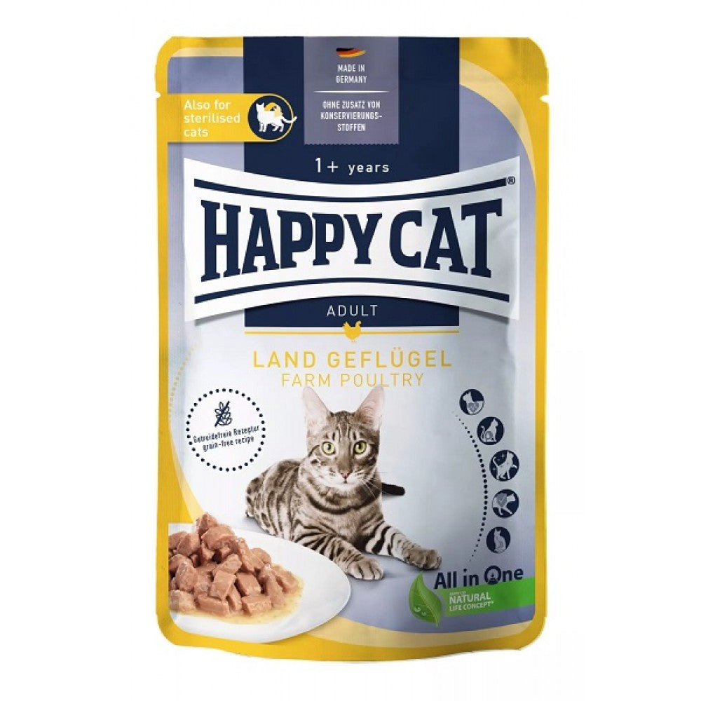 HAPPY CAT Wet Cat Food Sterilised With Poultry 85g