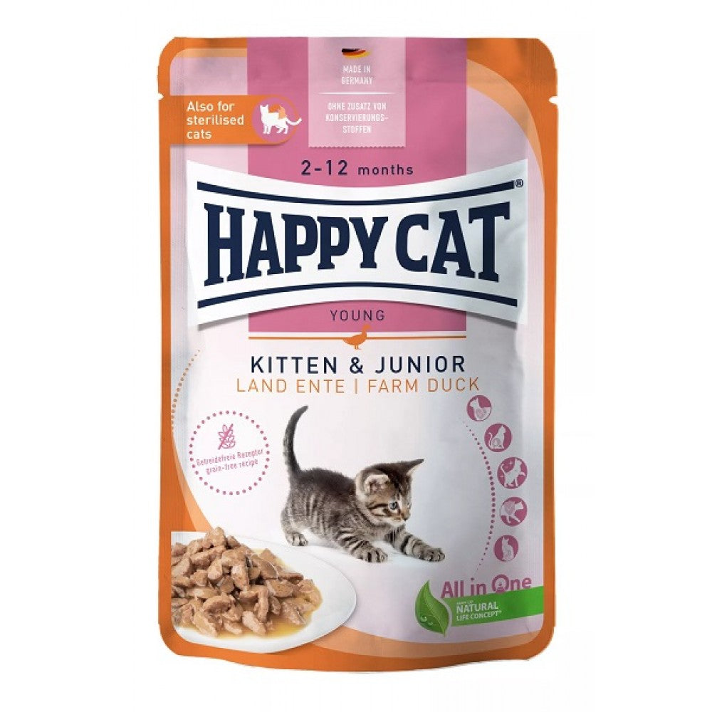 HAPPY CAT Wet Cat Food for kittens with Duck 85g