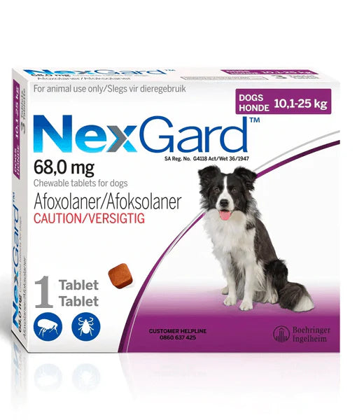 Nex Gard Chewable Tablets For Medium Dogs 10-25Kg 1 Tablet