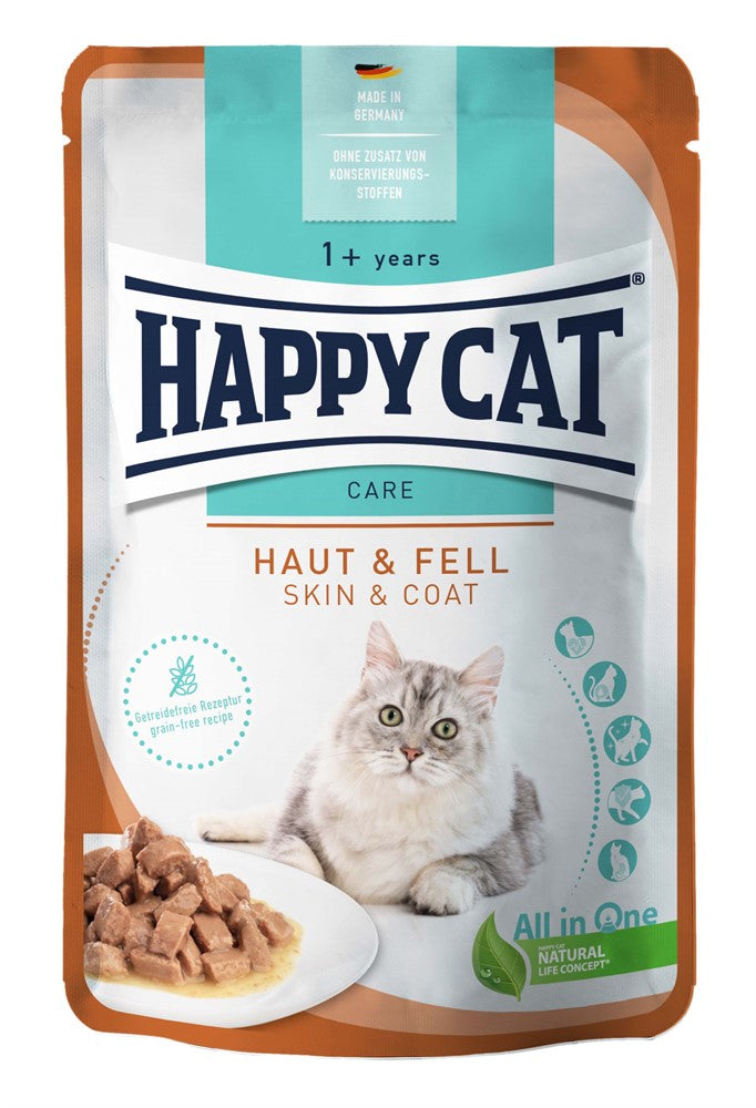 HAPPY CAT Wet Cat Food Meat and poultry Skin & Coat 85g