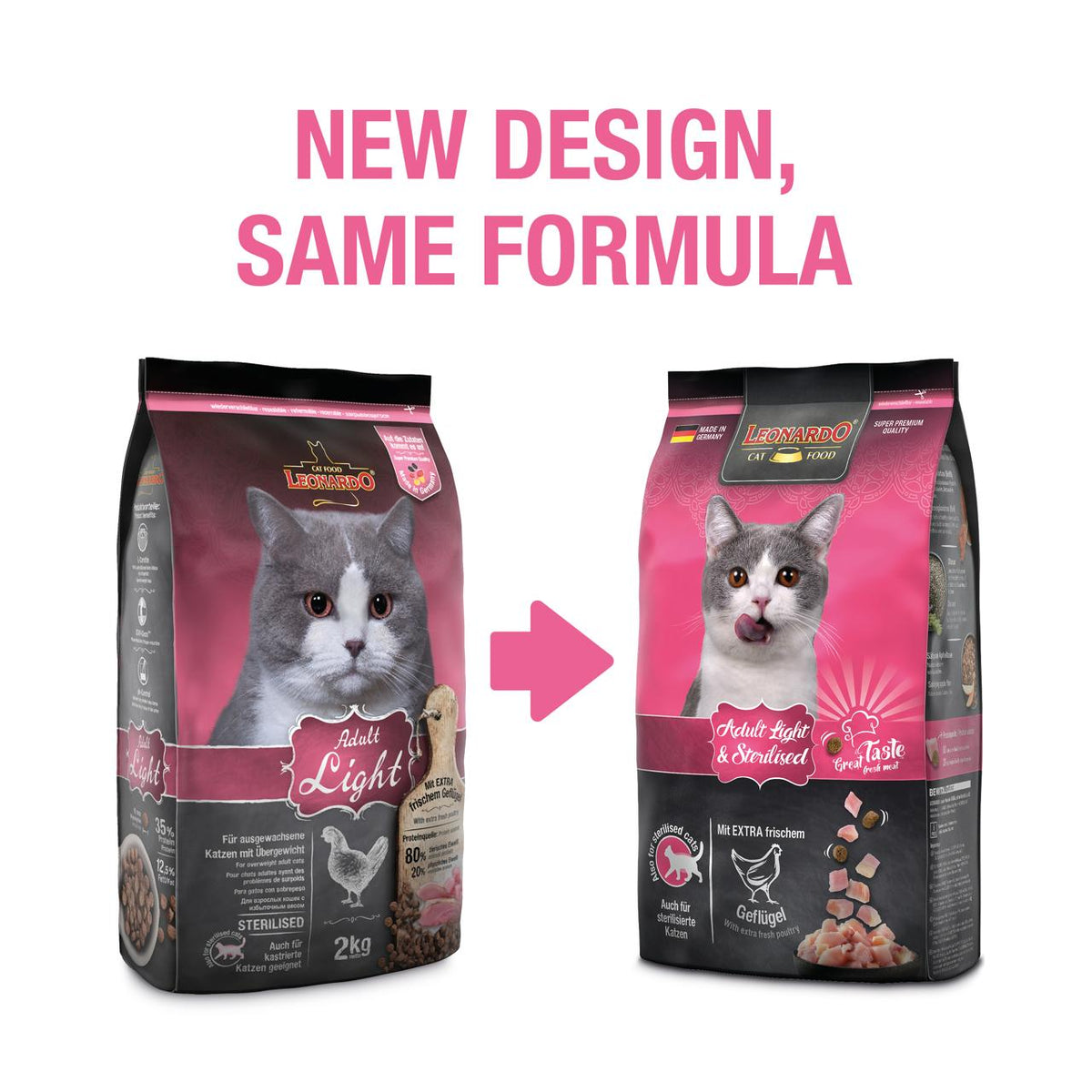 Leonardo Dry Food For Adult Cats Light and Sterilised With Poultry 1.8 kg