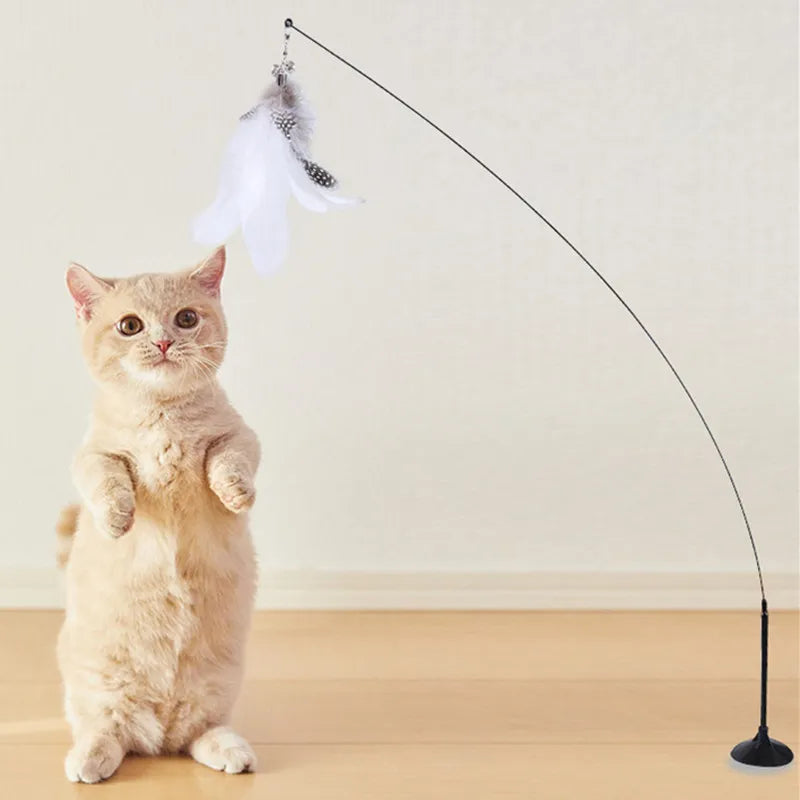 Interactive cat toy steel wire with feather