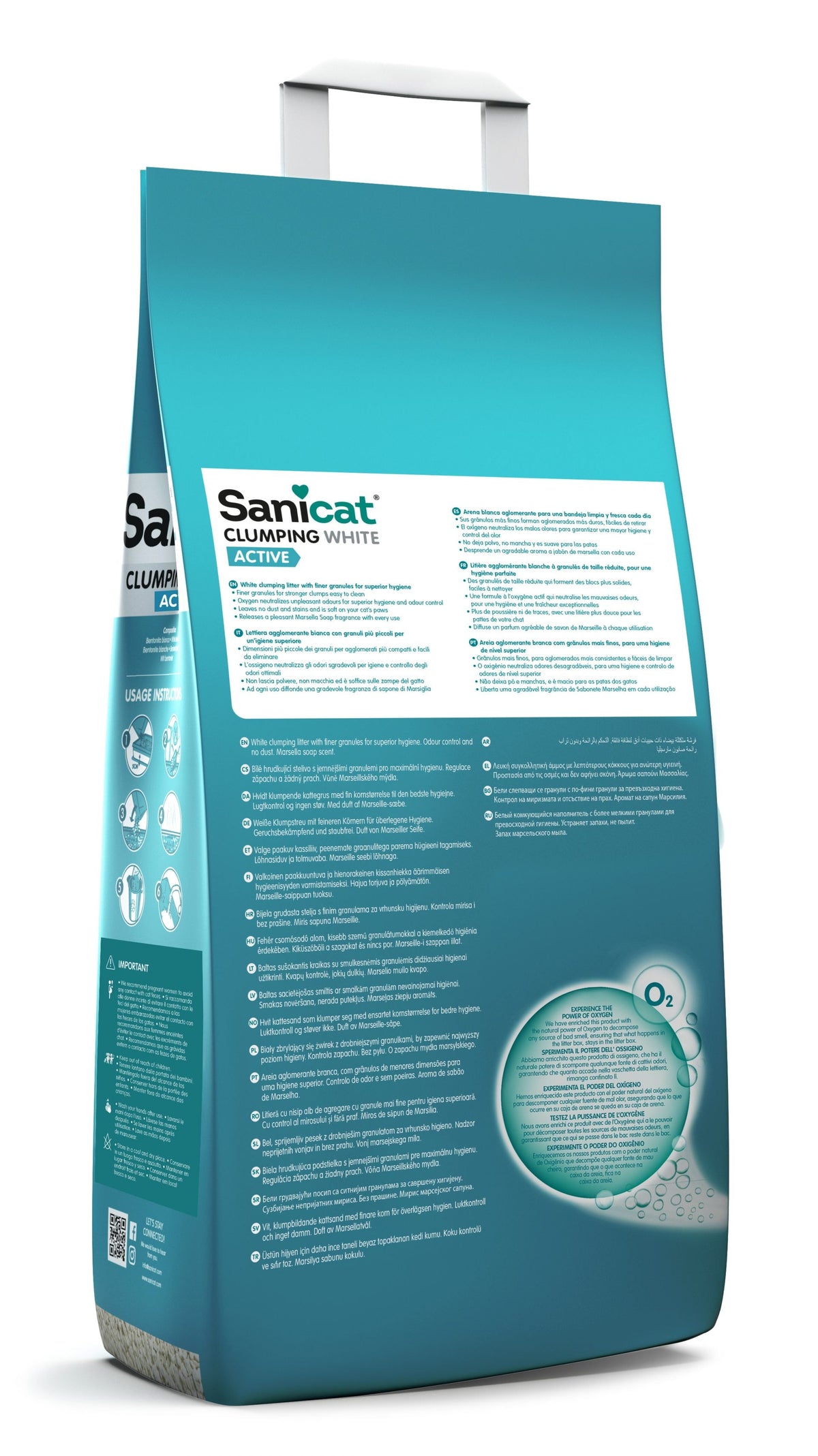 Sanicat Active White Clumping Cat Litter Marseille Soap Scent 10 L