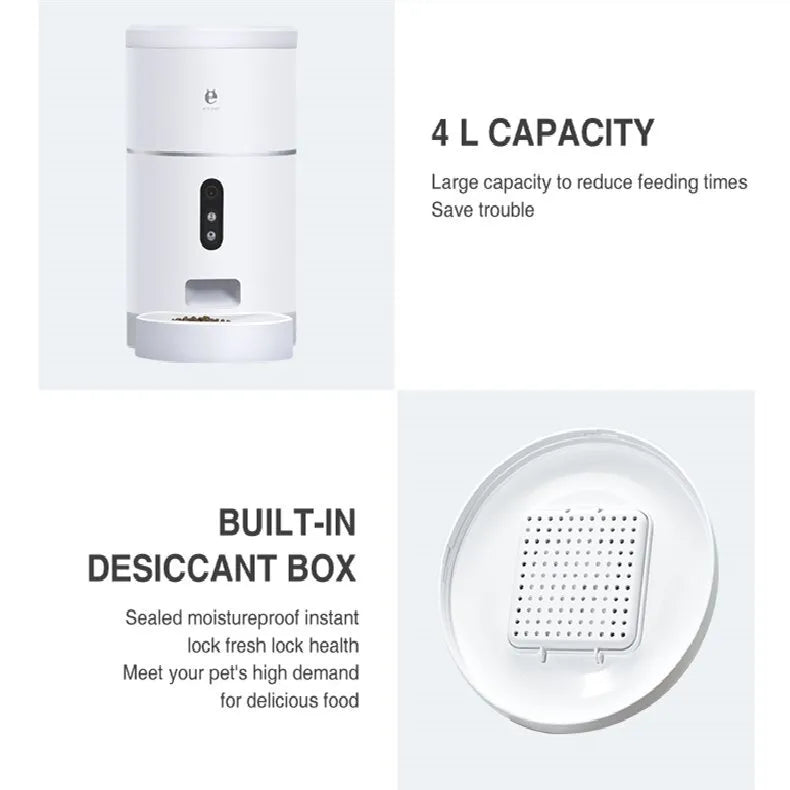 Smart Automatic Pet Feeder with Camera and App 4L