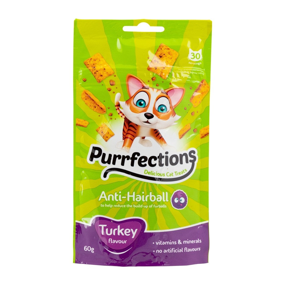 Purrfections ANTI Hairball Turkey Cat Treats - 60g