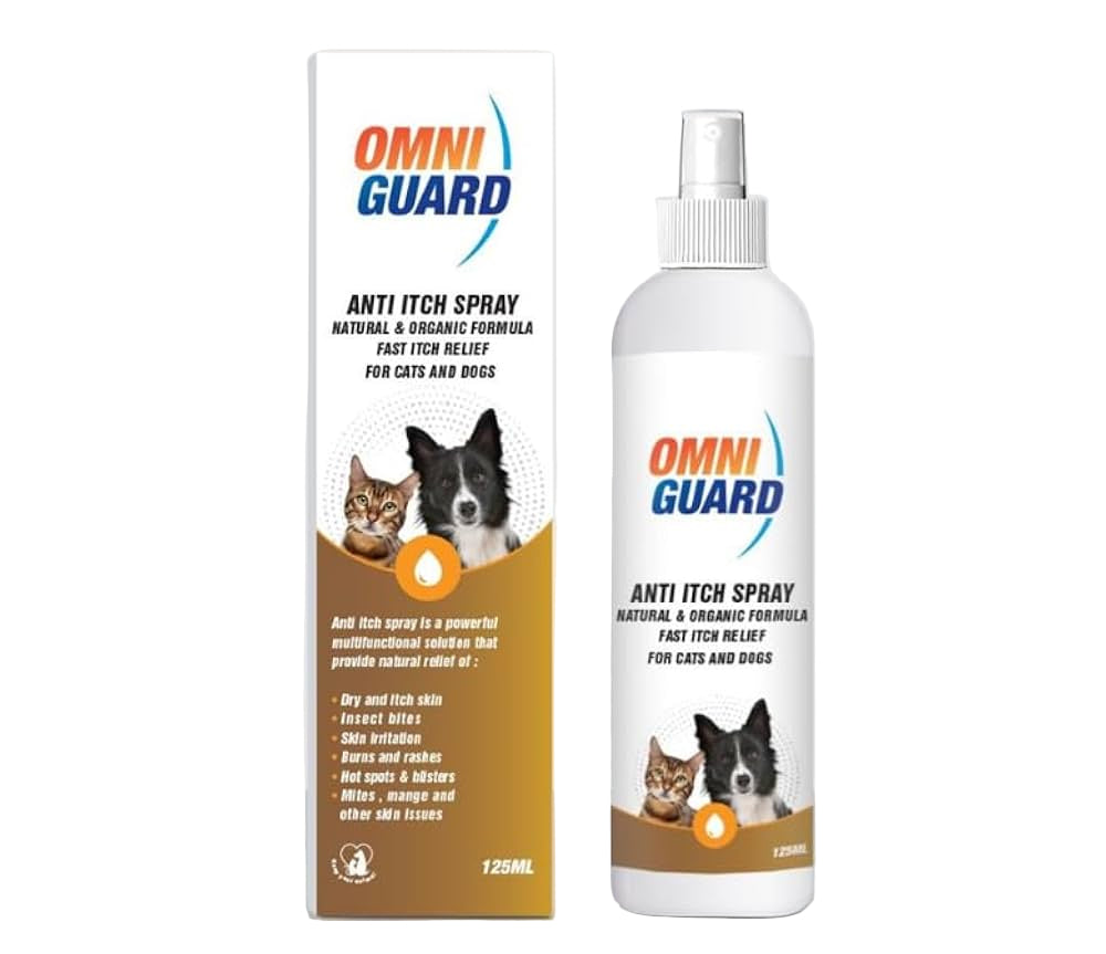Omni Guard Anti Itch Spray bottle and packaging on a white background