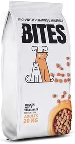 Bites Adult Dry Dog Food with Chicken Rice &amp Vegetables 20kg
