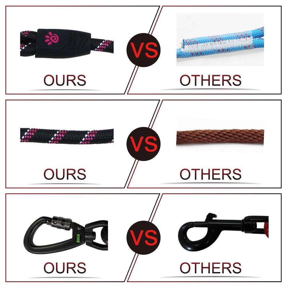 DOCO® 5ft Reflective Rope Dog Leash w/ Click & Lock Snap (1/2" Width) (13mm*150cm)
