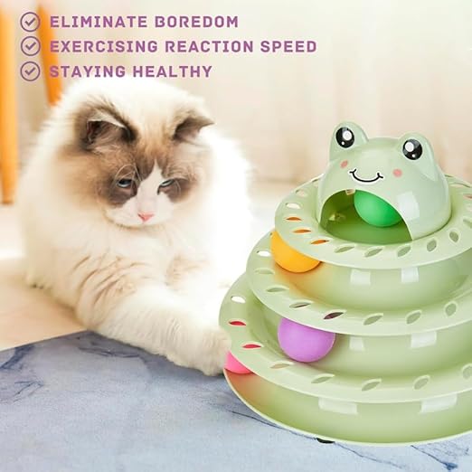 Cat Toys Interactive Cat Toy Sets4Level Tower Cats Pack of 1 Green and Pink