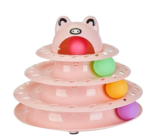 Cat Toys Interactive Cat Toy Sets4Level Tower Cats Pack of 1 Green and Pink