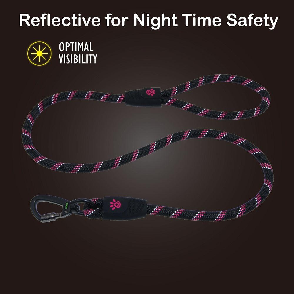 DOCO® 5ft Reflective Rope Dog Leash w/ Click & Lock Snap (3/8" Width x 5ft) (8mm*150cm)