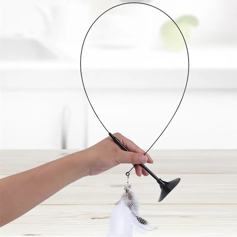 Interactive cat toy steel wire with feather
