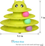 Cat Toy Roller 3-Level Turntable Cat Toy Balls With Three Colorful Balls Yellow and Blue