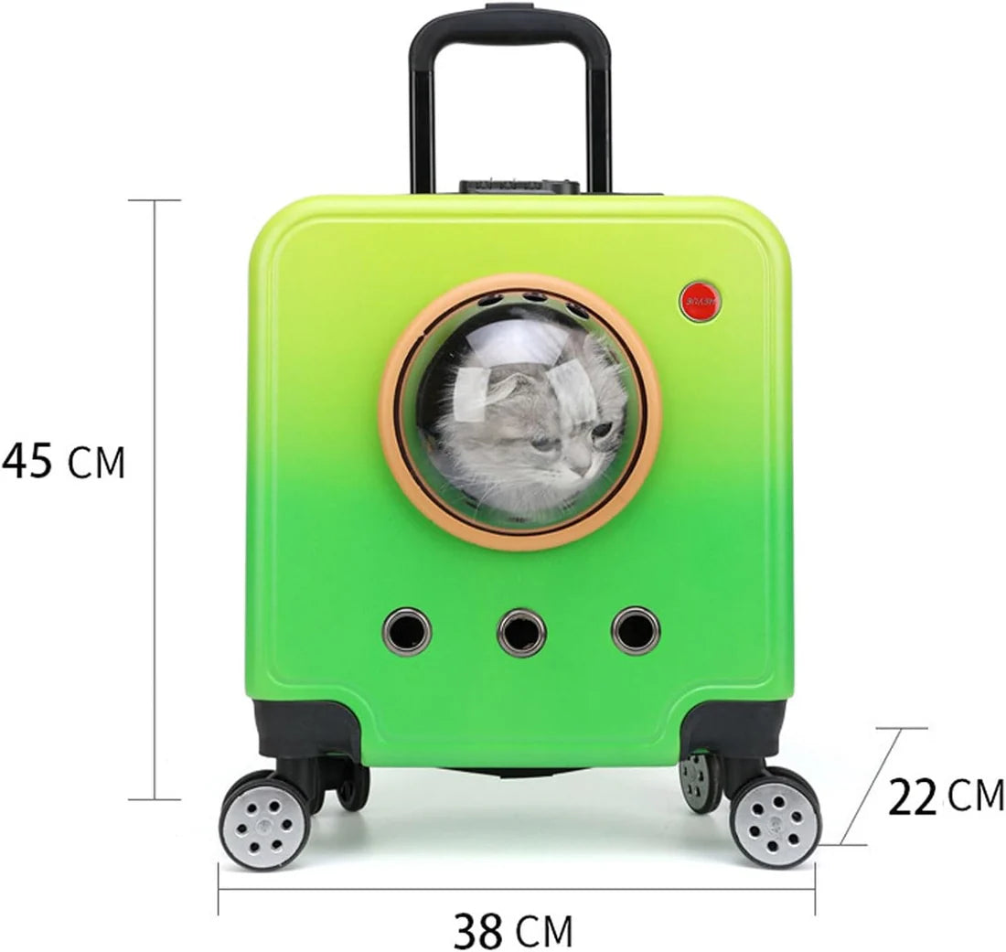 Dog Carrierswith Wheels and Handle up to 10 kg Flat tie Rod Green