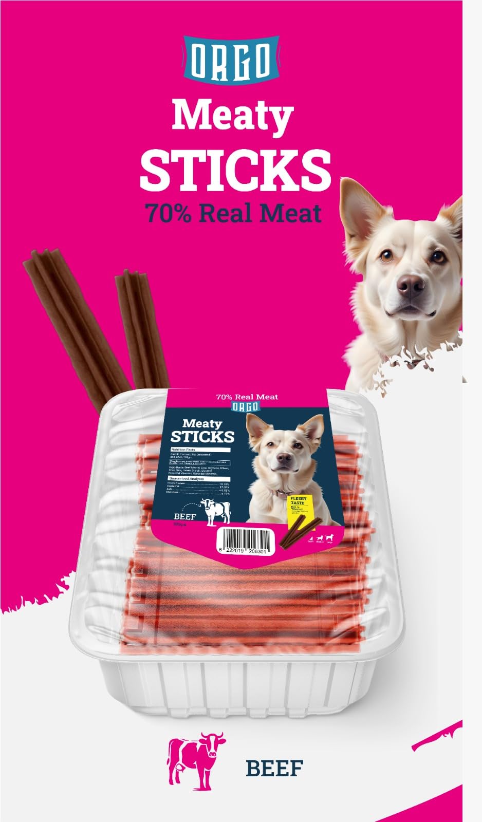 Orgo Meaty Sticks Beef 500g