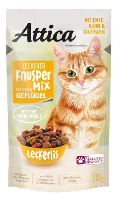 Attica Crunchy Mix Poultry, 3 Varieties Cat Treats 70g