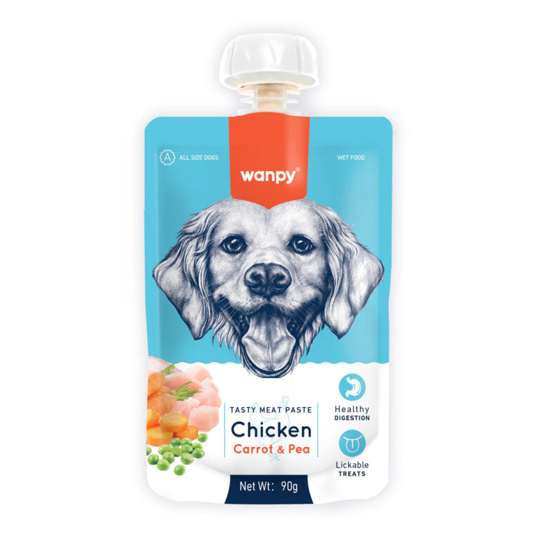 Wanpy Tasty Meat Paste Chicken with Carrot and Pea for Dogs 90g