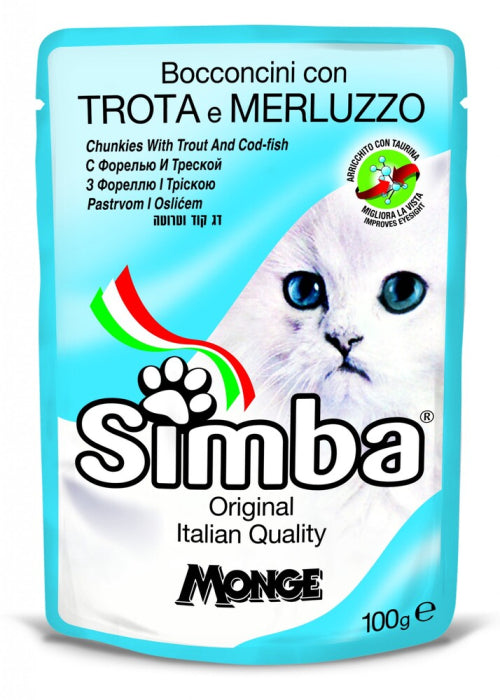 Simba chunkies with trout and cod fish for cats 100g