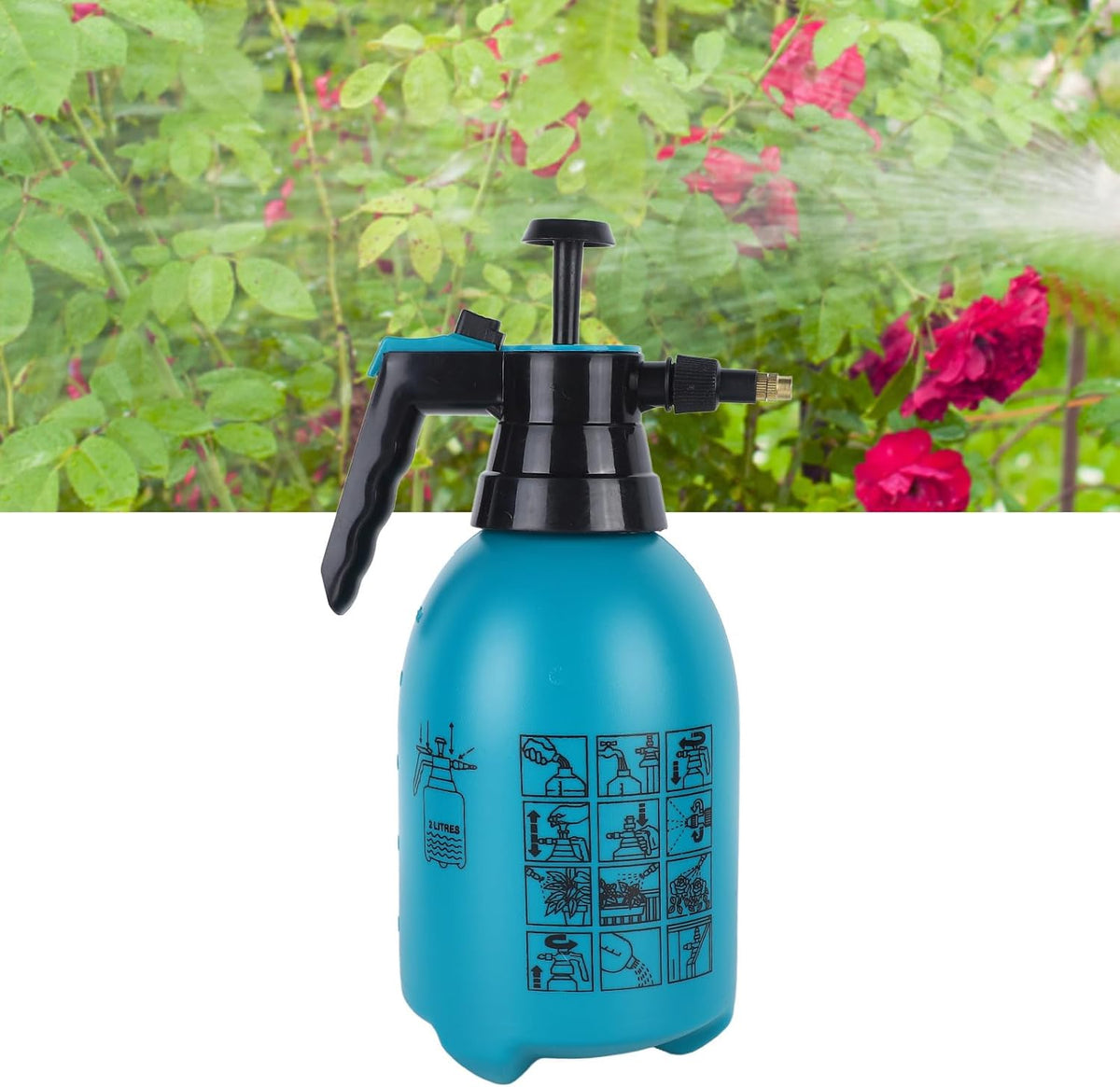Handheld Plastic Pressure Sprayer, Thick Plastic Body, Powerful Spray 2L