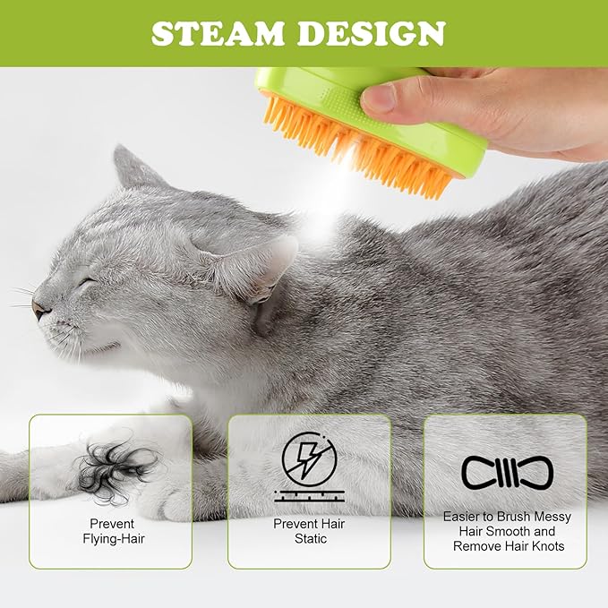 Cat Steam Brush Self Cleaning Steam Brush for Massage & Removing Tangled Hair