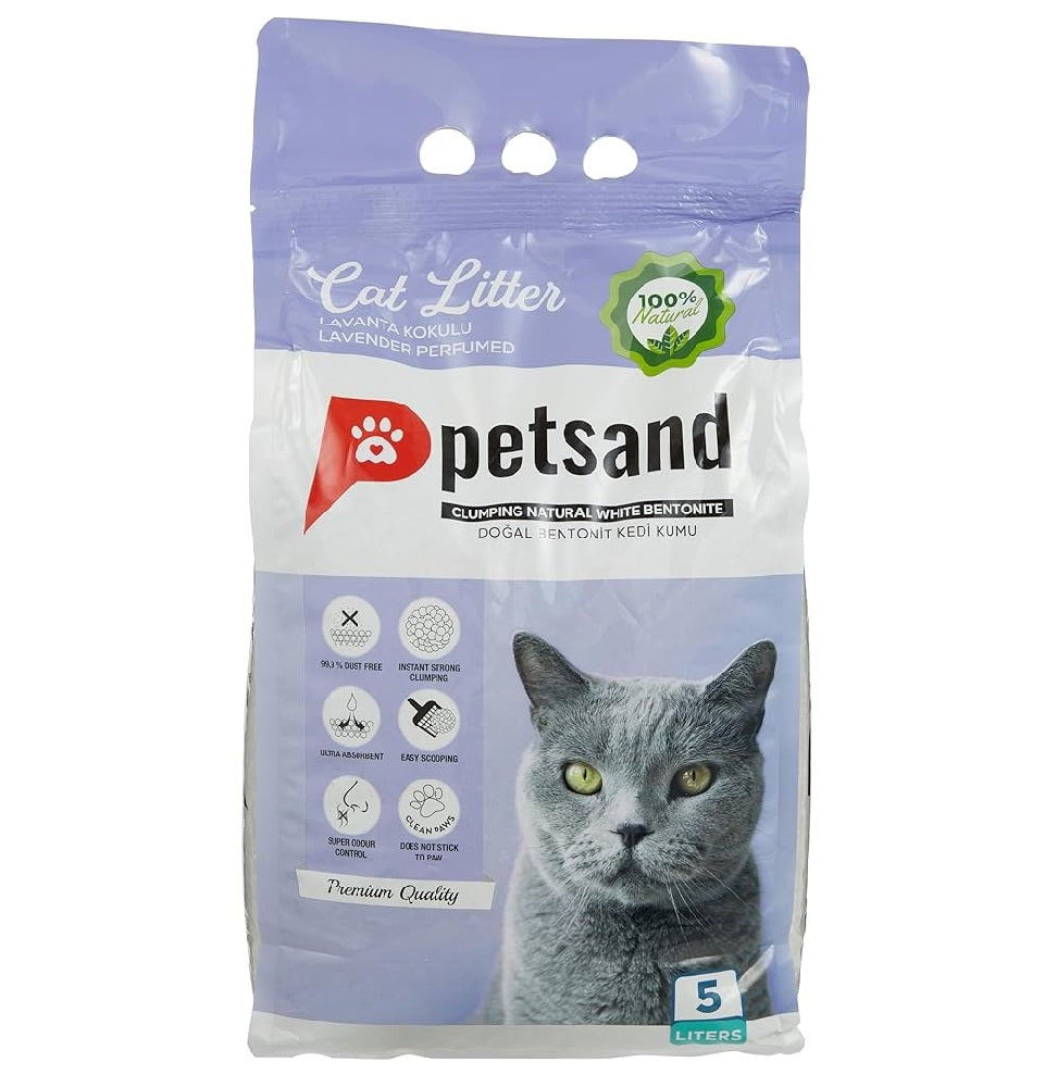 Petsand White Bentonite Clumping Cat Litter Lavender Scent 5 L