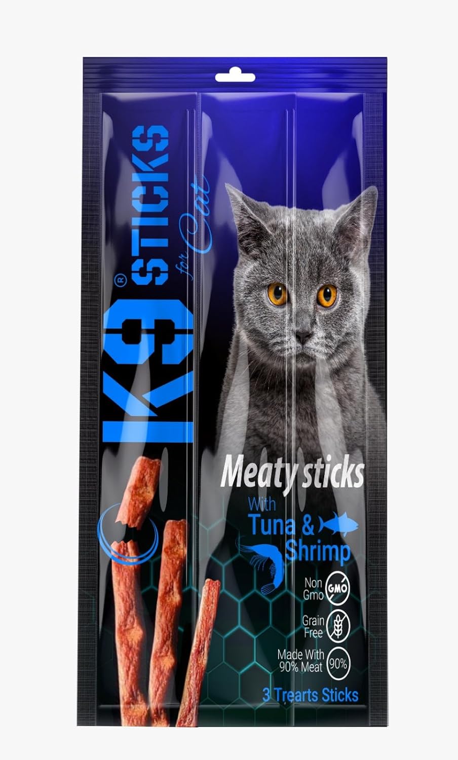 K9 Meaty Sticks Cat Treats - Pack of 3 (Lamb - Turkey - Tuna & Shrimps)