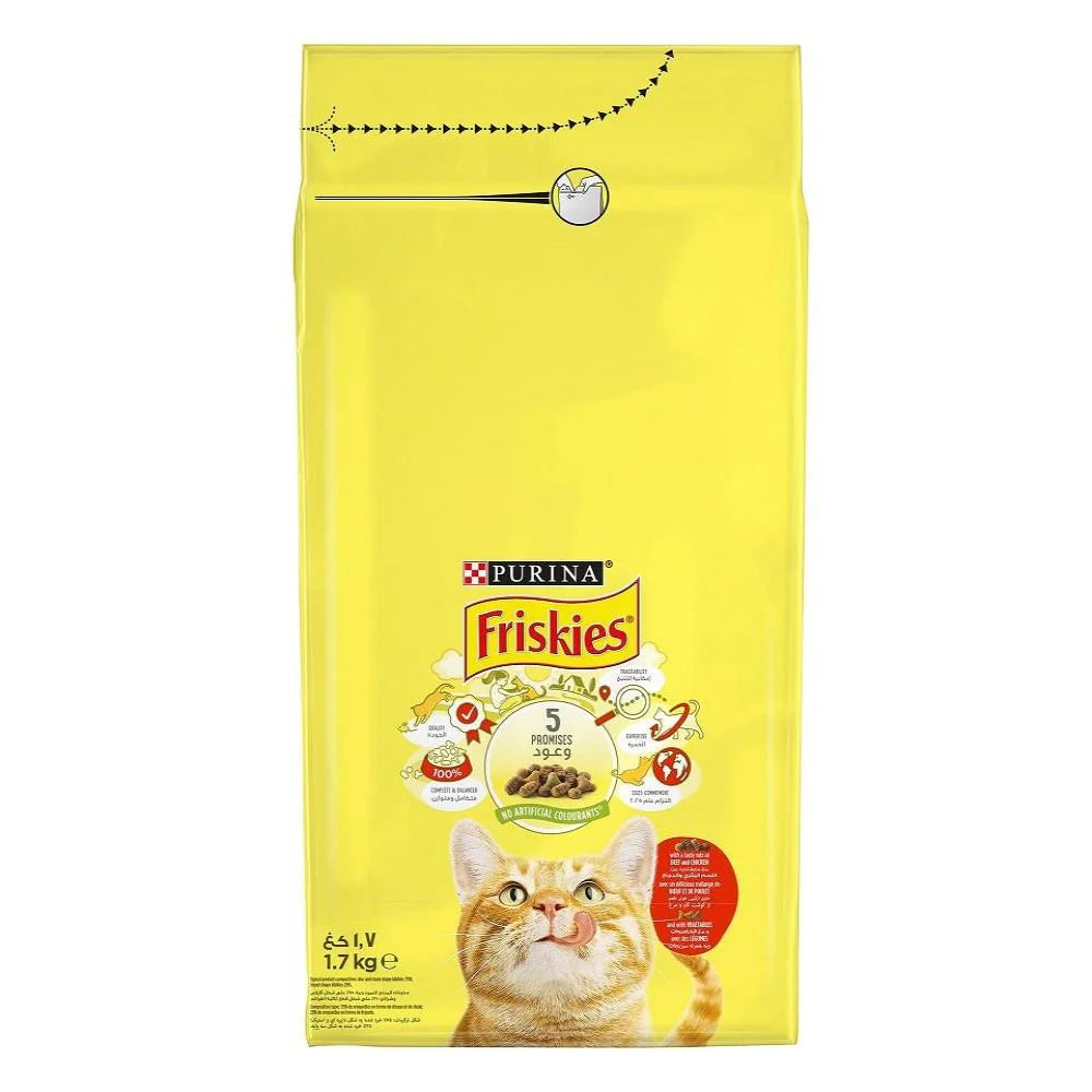 Friskies With Beef, Chicken & Vegetables Dry Cat Food 1.7Kg