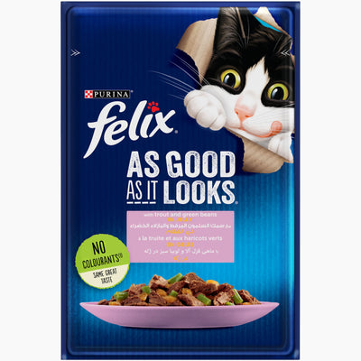 Felix with Trout and Green Bean Wet Cat Food Pouch 85g