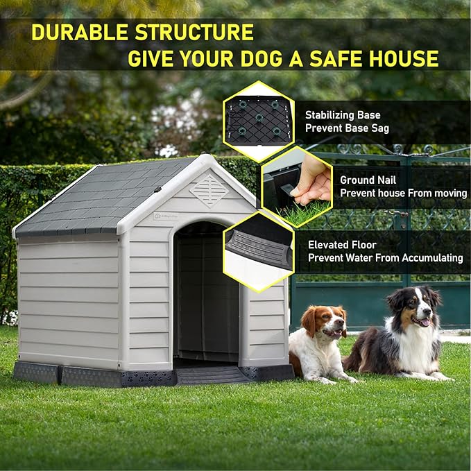 House Plastic With Metal Door for Medium Dog