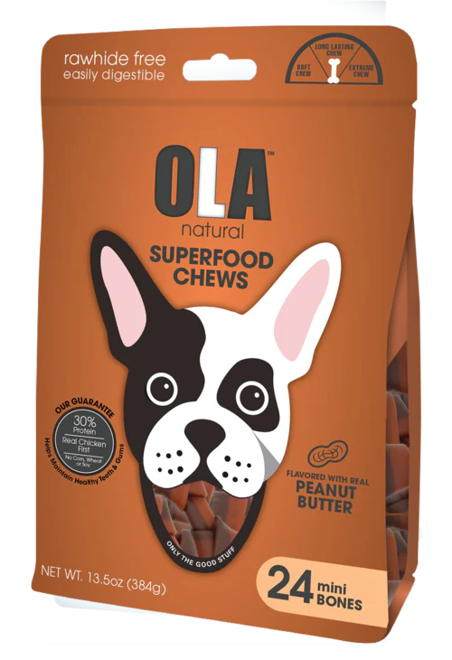 Ola Natural Peanut Butter Dog Treats 24 Mini Bones 384g