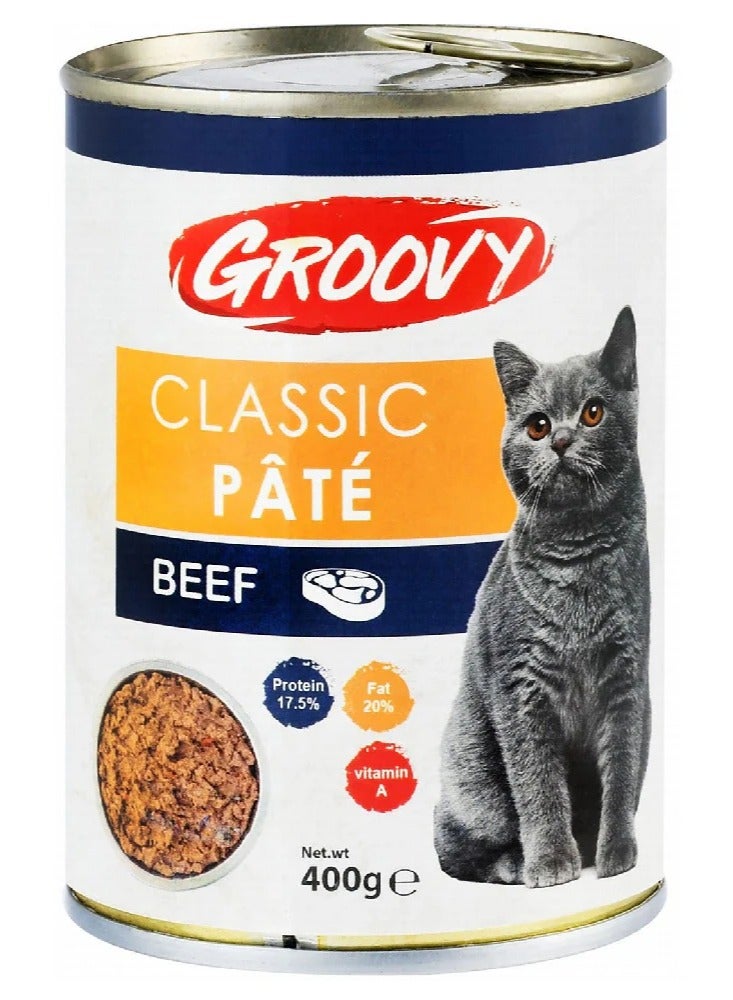 Groovy Wet Food For Cats Classic pate beef 400g
