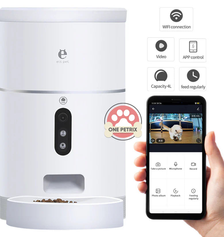 Smart Automatic Pet Feeder with Camera and App 4L