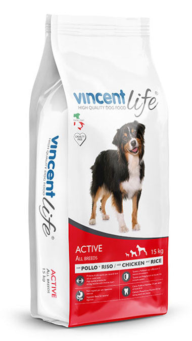 Vincent Life Dry Food For Active Dogs Chicken and Rice 15 kg