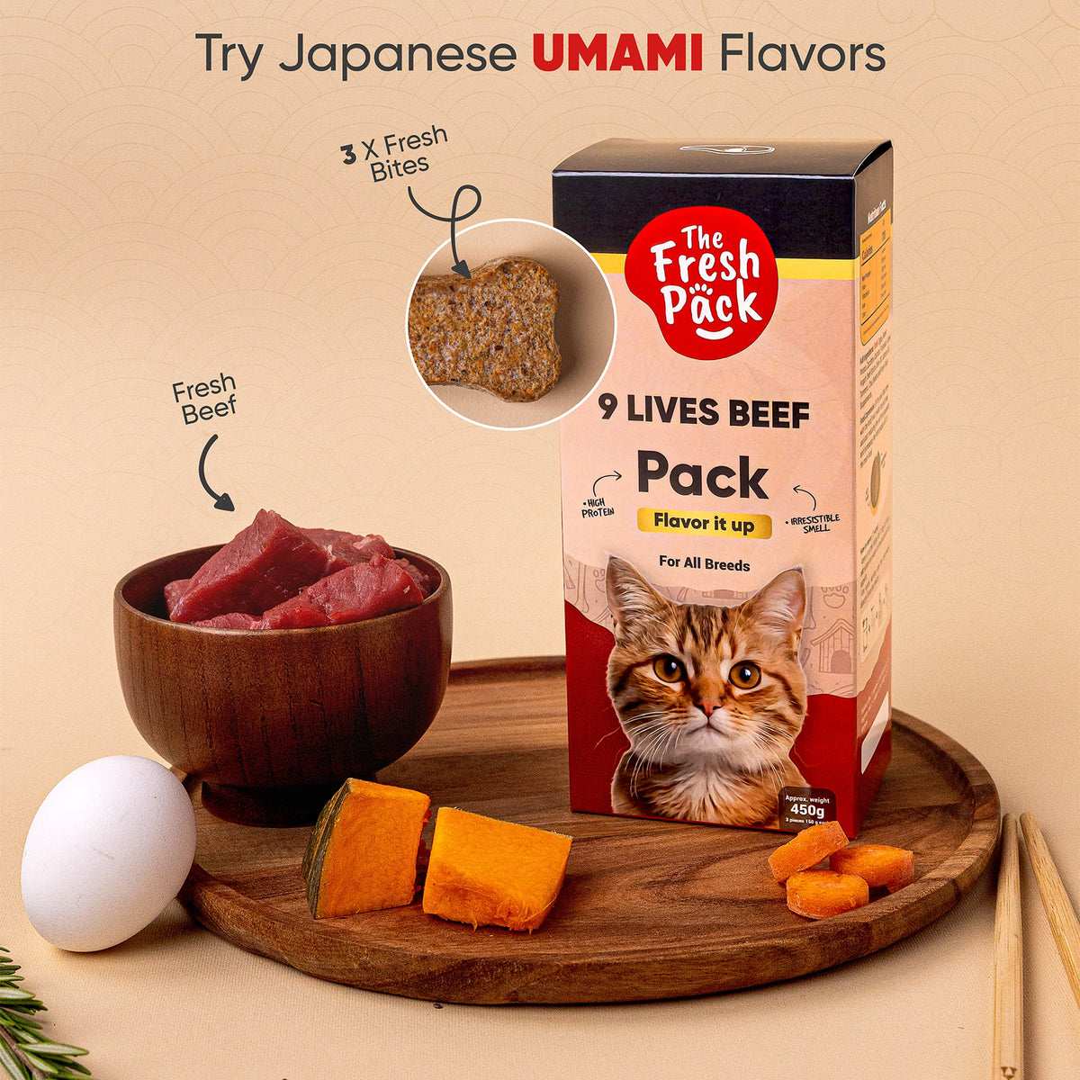 The Fresh Pack 9 Lives Beef For cats - "UMAMI" 450 Grams