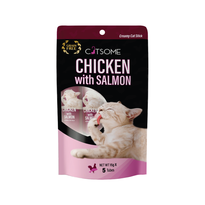 CATSOME Creamy Cat Stick Chicken with salmon 75g (5 sticks/pack)