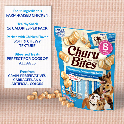 Churu Bites Chicken Recipe wraps Chicken with Cheese Recipe For Dogs 8 Packs.