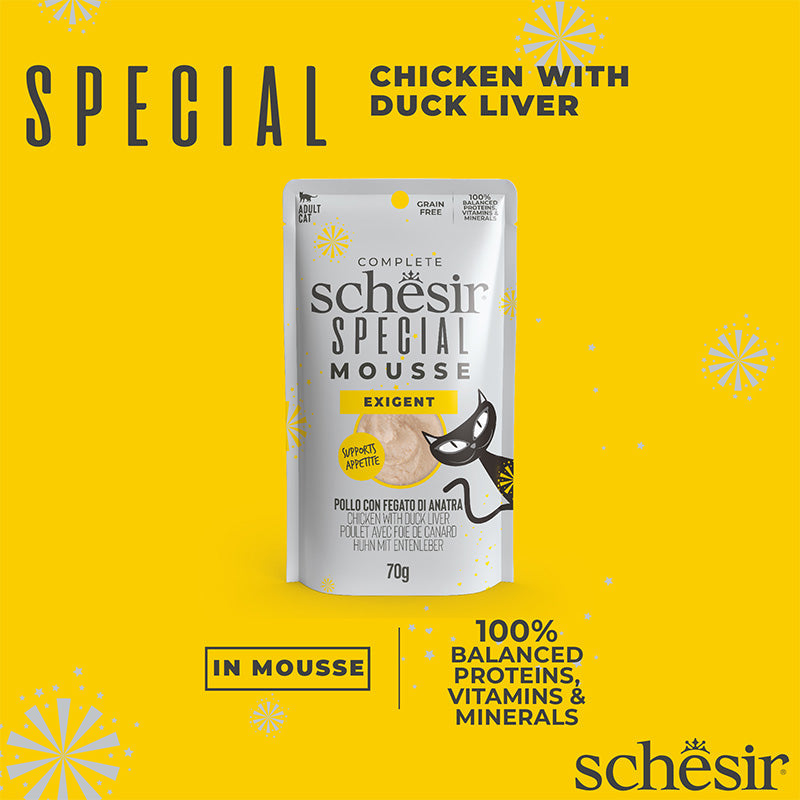 Schesir Exigent pollo con fegato di anatra in mousse 70g in busta