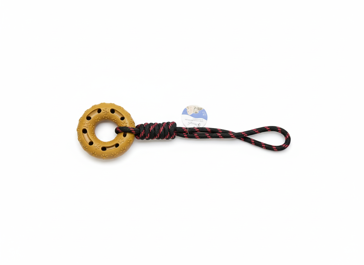 Dog Chew Toy - Rubber Tire & Rope - Tug of War Game