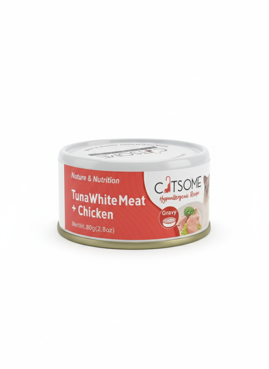Catsome Grain Free Tuna White Meat & Chicken Cat Canned Food Gravy 80g