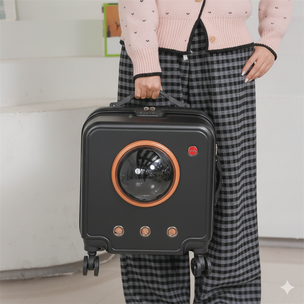 Dog Carriers with Wheels and Handle up to 10 kg Black