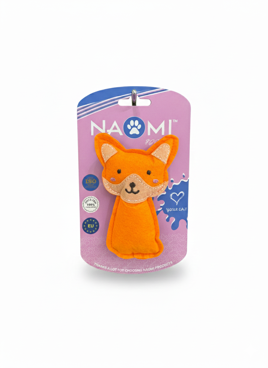 Naomi Orange Fox Plush Cat Toy