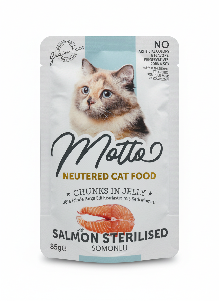 Motto Pouch Neutered Cat Food Salmon Sterilised 85g
