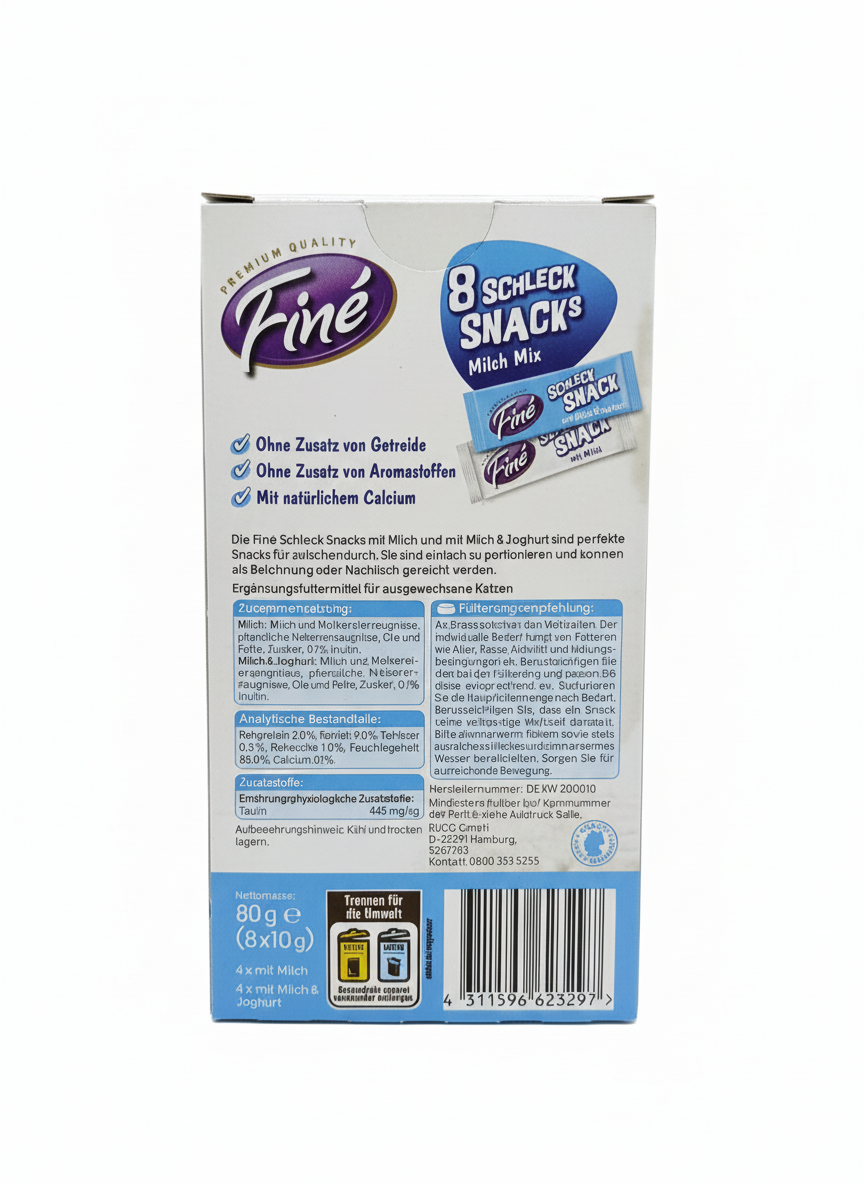 Fine Creamy Cat 8 Snack with Milk 80g