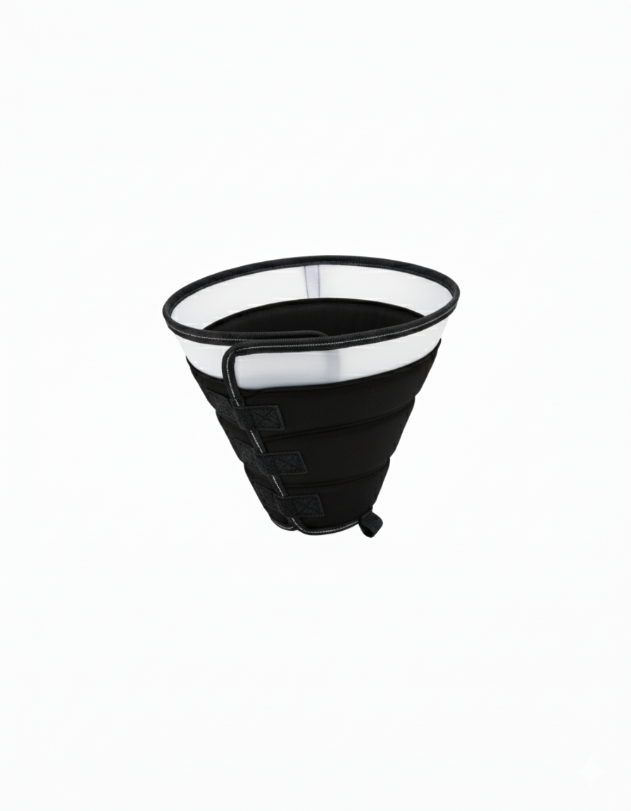 INKZOO Dog Cone Collar for After Surgery Soft Pet Recovery Black size L