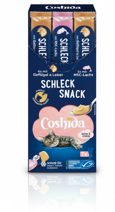 Coshida Creamy Snack Liquid Treat - for cats, with poultry, liver and salmon 7 sticks *16g