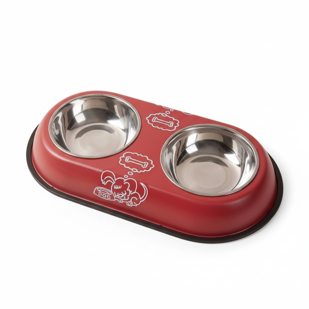 Stainless Steel Double Small Dog and Cat Food Bowl 40CM