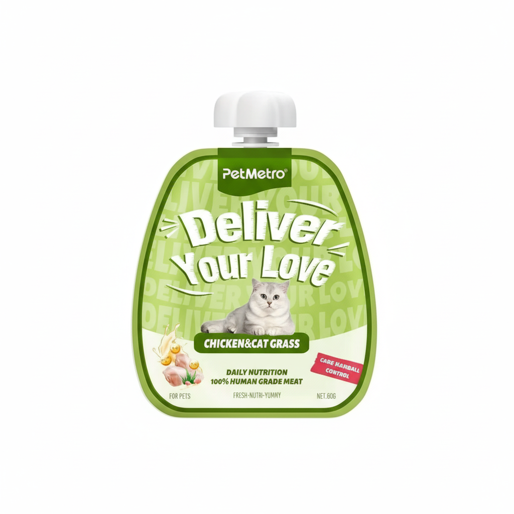 Petmetro Cat Creamy Treat Hairball Control Chicken and Cat Grass 60g