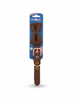Naomi Small Brown Dog Collar with Bow