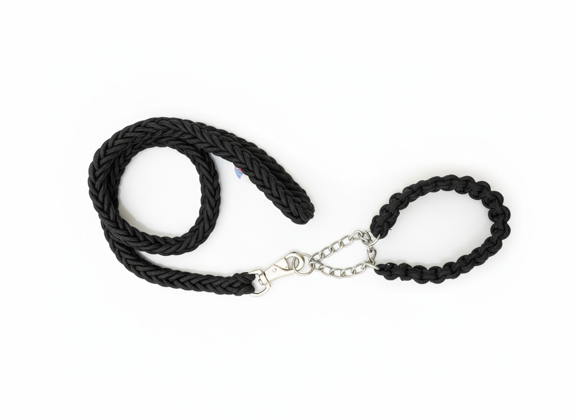 2-in-1 Heavy Duty Adjustable Dog Collar and Braided Loop Leash for Large and Medium Dogs