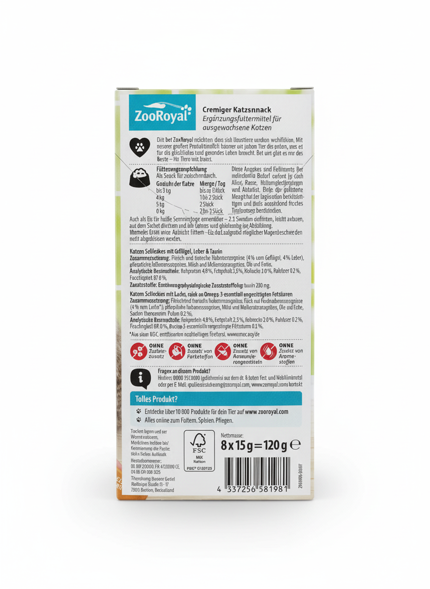 ZooRoyal Creamy Cat Snack with poultry,liver,salmon 120g